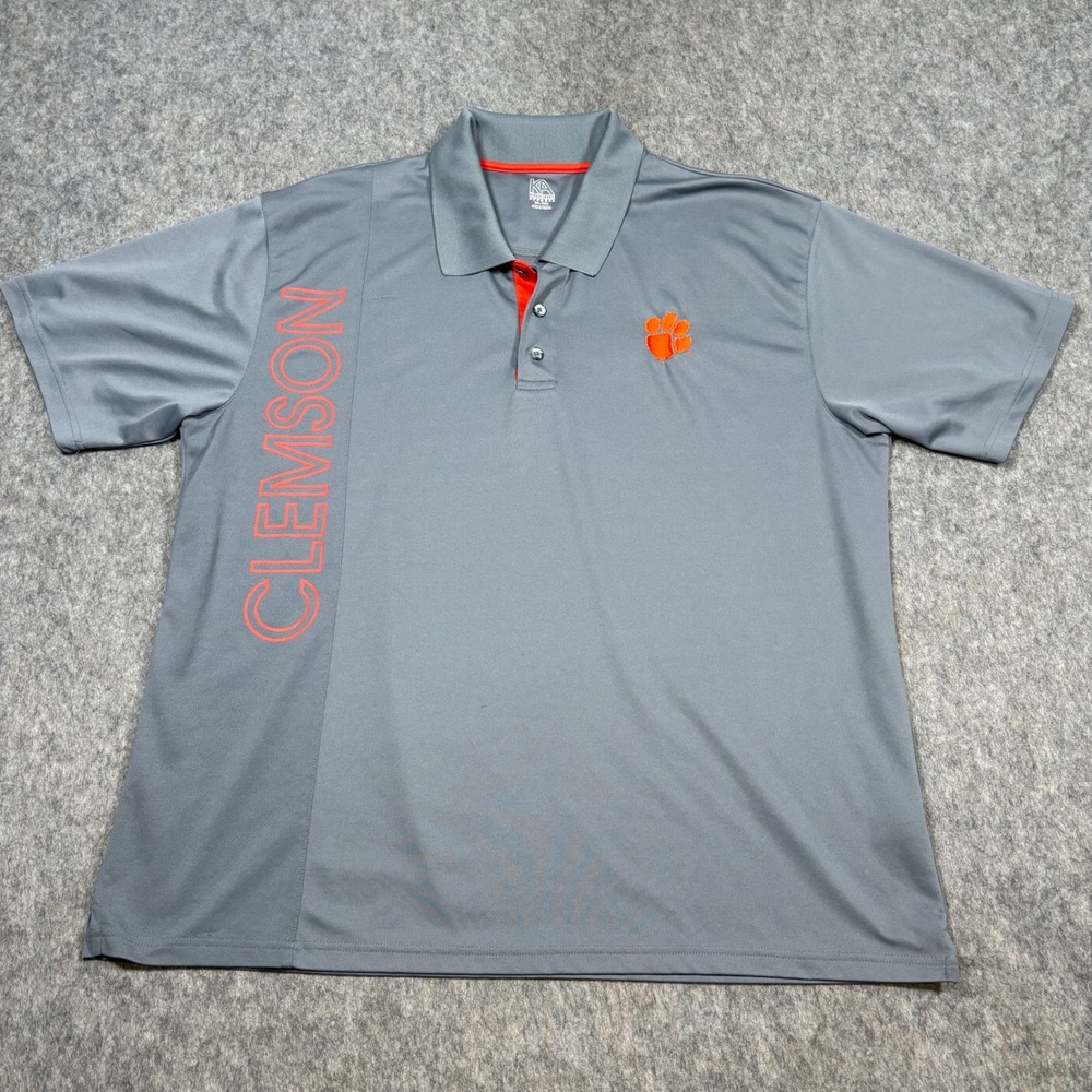 Clemson Tigers‎ Polo Shirt Mens 2XL Gray Orange Performance Logo